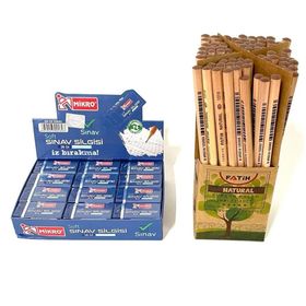 Mikro 24'lü Sınav Silgisi + Fatih Natural Mercanlı 72'li Kurşun Kalem