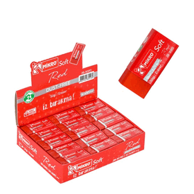 Mikro 2B-30 Kırmızı 30'lu Soft Silgi