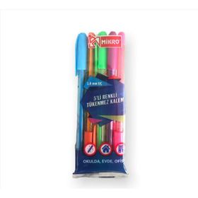 Mikro 5'li 5x Renkli Tükenmez Kalem