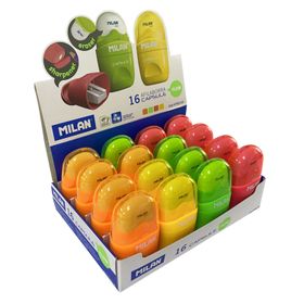 Milan 4705116 Capsule Fluo 16 Adet Kalemtıraş/Silgi