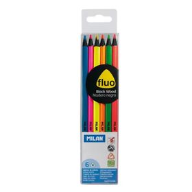 Milan 752306 Black Wood Fluo 6'lı Kuru Boya Kalemi