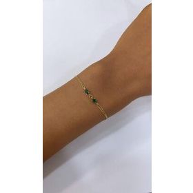 Milet Kuyumculuk 14 Ayar Altın Yeşil Taşlı Bileklik