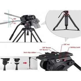 Miliboo MTT609A Hidrolik Kafalı Profesyonel Alüminyum Tripod