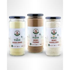 Mill More 330 gr Organik Bebek İrmiği + 300 gr Organik Bebek Pudingi + 300 gr Organik Bebek Muhallebisi