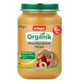Milupa 200 gr Kavanoz Organik Elma Muz Şeftali Püresi