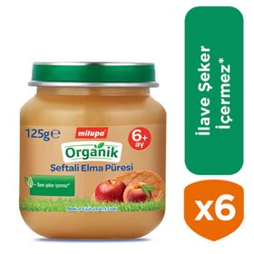 Milupa 6x125 gr Kavanoz Organik Şeftali Elma Püresi