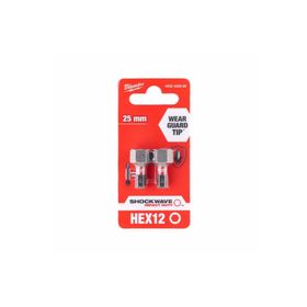 Milwaukee T4932430900 Shockwave Impact Hex 12 mm 25 mm 2'li Paket Bits Uç