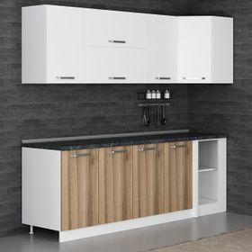 Minar K240-D2 Beyaz Dore 240 cm Köşe Mutfak Dolabı