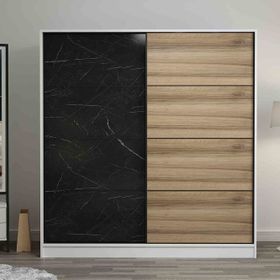 Minar Kale Dore Royal Mermer 180 cm 2 Kapaklı Aynalı Sürgülü Dolap