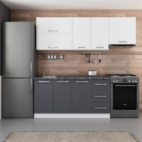 Minar Mobilya 220-A8 Beyaz Antrasit 220 cm Hazır Mutfak Dolabı