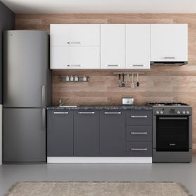 Minar Mobilya 220-A8 Beyaz Antrasit 220 cm Hazır Mutfak Dolabı