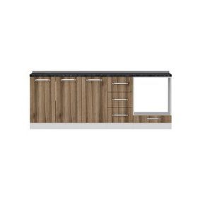 Minar Mobilya 220 cm Beyaz/Ceviz 220-d4 Alt Mutfak Dolabı