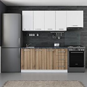 Minar Mobilya 220-D5 Beyaz Dore 220 cm Hazır Mutfak Dolabı