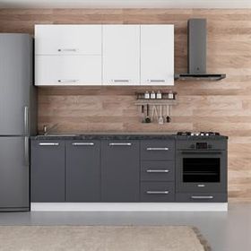 Minar Mobilya 225-A3 Beyaz Antrasit 225 cm Hazır Mutfak Dolabı
