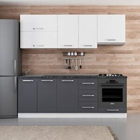 Minar Mobilya 225-A5 Beyaz Antrasit 225 cm Hazır Mutfak Dolabı