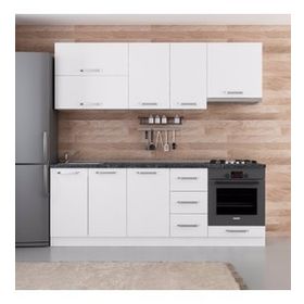 Minar Mobilya 225-B5 Beyaz 225 cm Hazır Mutfak Dolabı