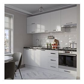 Minar Mobilya 225-B5 Beyaz 225 cm Hazır Mutfak Dolabı
