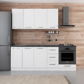 Minar Mobilya 225-B6 Beyaz 225 cm Hazır Mutfak Dolabı