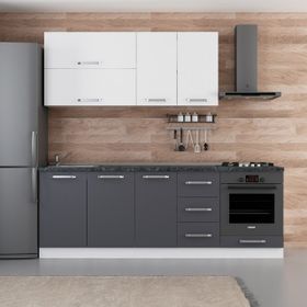 Minar Mobilya 230-A3 Beyaz Antrasit 230 cm Hazır Mutfak Dolabı