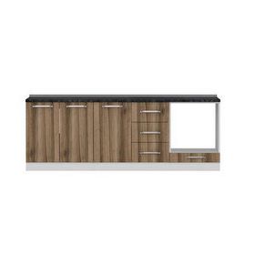 Minar Mobilya 230 cm Beyaz/Ceviz 230-d6 Alt Mutfak Dolabı