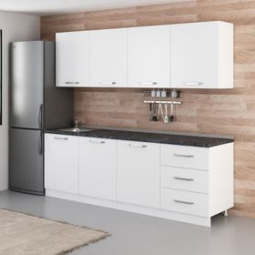 Minar Mobilya 240-B3 Beyaz 240 cm Hazır Mutfak Dolabı