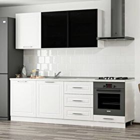 Minar Mobilya 240 cm Mebran C + Alm. Füme Cam Beyaz 240-Mcacb3 Mutfak Dolabı