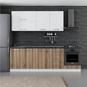 Minar Mobilya 250-D6 Beyaz Dore 250 cm Hazır Mutfak Dolabı