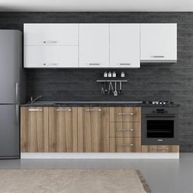 Minar Mobilya 250-D8 Beyaz Dore 250 cm Hazır Mutfak Dolabı