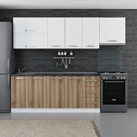 Minar Mobilya 260-D4 Beyaz Dore 260cm Hazır Mutfak Dolabı