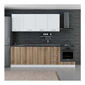 Minar Mobilya 260-D6 Beyaz Dore 260cm Hazır Mutfak Dolabı