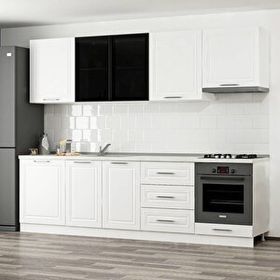 Minar Mobilya 270 cm Mebran C + Alm. Füme Cam Beyaz 270-Mcacb1 Mutfak Dolabı