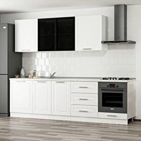 Minar Mobilya 270 cm Mebran C + Alm. Füme Cam Beyaz 270-Mcacb3 Mutfak Dolabı