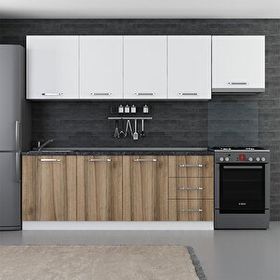 Minar Mobilya 270-D4 Beyaz Dore 270cm Hazır Mutfak Dolabı