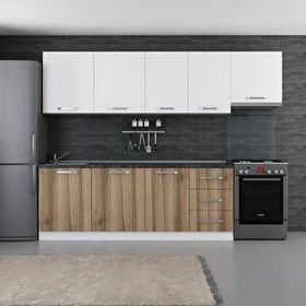 Minar Mobilya 280-D4 Beyaz Dore 280 cm Hazır Mutfak Dolabı