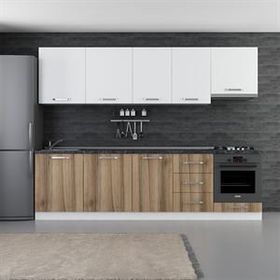 Minar Mobilya 280-D5 280 cm Beyaz Dore Hazır Mutfak Dolabı