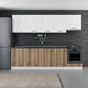 Minar Mobilya 280-D5 280 cm Beyaz Dore Hazır Mutfak Dolabı