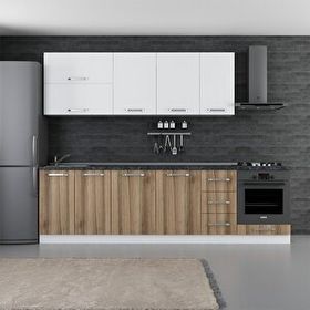 Minar Mobilya 280-D6 280 cm Beyaz Dore Hazır Mutfak Dolabı
