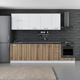 Minar Mobilya 280-D6 280 cm Beyaz Dore Hazır Mutfak Dolabı