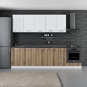 Minar Mobilya 280-D9 Beyaz Dore 280 cm Hazır Mutfak Dolabı