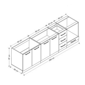Minar Mobilya 280-D9 Beyaz Dore 280 cm Hazır Mutfak Dolabı