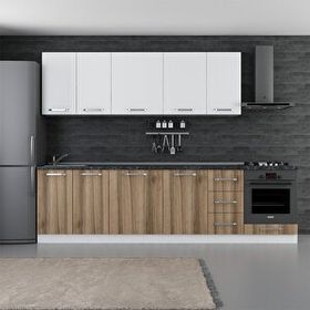 Minar Mobilya 290-D3 290 cm Beyaz Dore Hazır Mutfak Dolabı