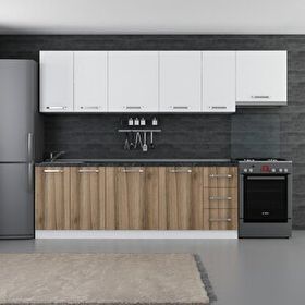 Minar Mobilya 290-D4 290 cm Beyaz Dore Hazır Mutfak Dolabı