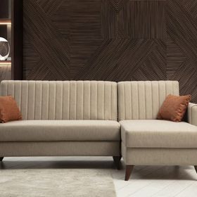 Minar Mobilya Alkon Sandıklı Bazalı Bej L Köşe Koltuk