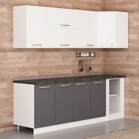 Minar Mobilya Beyaz-Antrasit K240A2 240 cm Köşe Mutfak Dolabı