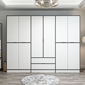 Minar Mobilya Elina 6 Kapaklı Beyaz Antrasit Dolap