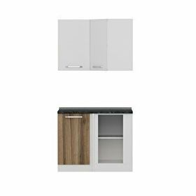 Minar Mobilya K105D1 Beyaz-Ceviz 105 cm Köşe Mutfak Dolabı