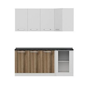 Minar Mobilya K185D1 Beyaz-Ceviz 185 cm Köşe Mutfak Dolabı