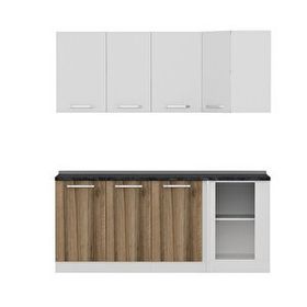 Minar Mobilya K190D1 Beyaz-Ceviz 190 cm Köşe Mutfak Dolabı