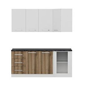 Minar Mobilya K190D2 Beyaz-Ceviz 190 cm Köşe Mutfak Dolabı