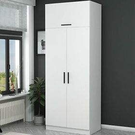 Minar Mobilya Kale 2 Kapaklı Zincir -Yüklük Beyaz 255 CM Dolap